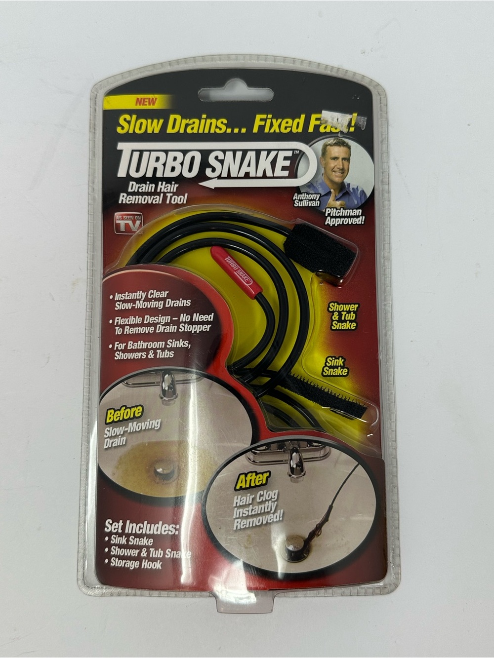 NEW! Turbo Cleaner Sink Shower Snake Dredger Unclog Drain Hair Removal A9
